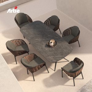 Artie Aluminum Frame Garden Dining Sets UV Resistant Patio Furniture Restaurant Outdoor Tables and Chairs