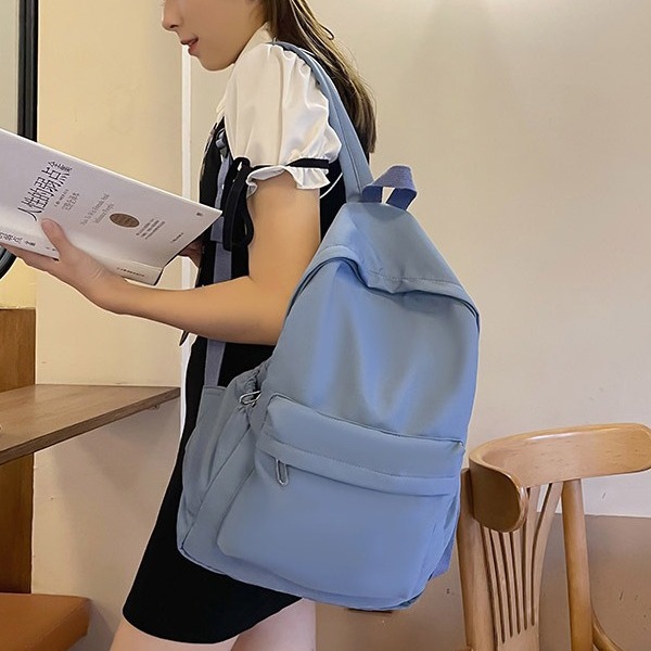 Lightweight Backpack for Middle Junior High College Students New Custom Logo Pure Color Student School Bag