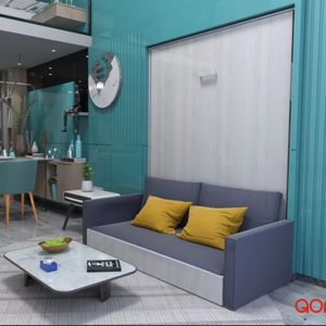 Modern 1.5m Murphy Wall Bed with Sofa Latest Multi-Function Iron Furniture for Bedroom Hotel Living Room or Apartment