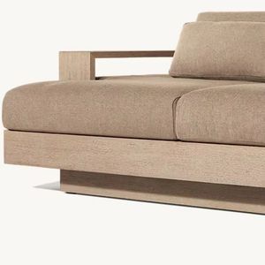 Hot Sale New Design All-Weather Durable Fabric Garden Park Hotels Villas Halls Teak Wood Sectional Sofa Set