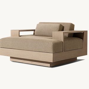 New Arrivals Contemporary  Solid Teak Wooden Durable Wide Armrest & Deep Seat Outdoor  Leisure Recliner Sofa