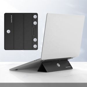 Suction Cup Design Stable PU Leather Foldable Laptop Holder Stand for Macbook Gaming Laptops Tablets Phones