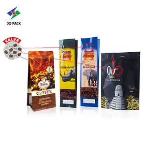 Custom Logo Square Bottom Zip Lock Pouch Food Packaging Bag for Coffee Bean Powder