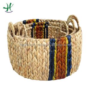 Handmade Wicker Storage Basket with Handle Water Hyacinth Organizer for Clothing Sundries Wholesale Decorative Basket Weaving