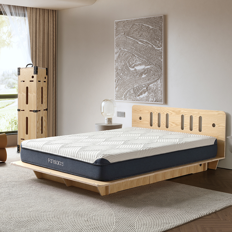 Modern Design Eco-friendly and Sustainable Solid Wood Block Board Oak Wooden Bed Frame Classic Platform Solid Wood Bed