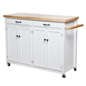 New Mobile Large Heavy Duty Rolling Storage Food Wood Kitchen Furniture Trolley Cart, Kitchen Rolling Island