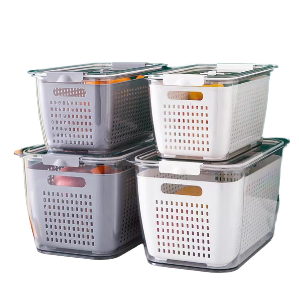 Wholesale Eco-Friendly Clear Storage Box Retangular Double PP Plastic Container for Food Packing Preservation and Washing