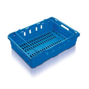 Wholesale Supermarket Logistic Perforated Sides Nestable Stacking Vegetable Fruits Plastic Bale Arm Crates with Sawing Bars