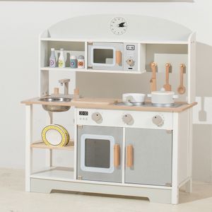COMMIKI Wooden Pretend Play Kitchen Toy for Kids Japanese Style Cooking Stove Set with Pot Educational Gift for Toddlers