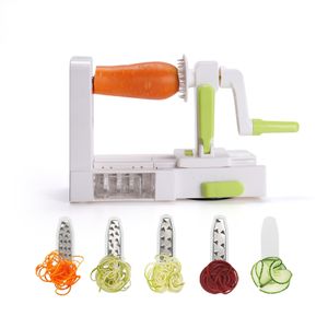 Kitchen Vegetable Spiral Slicer 5 Blade Plastic PS Vegetable Pasta Spaghetti Maker Manual Operation Fruit Potato Cutter Tool