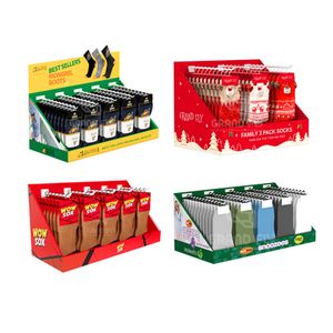 Custom Socks PDQ Tray Store Hook Cardboard Display Box Retail Counter Display Box Power Wing Corrugated Paper Display Box