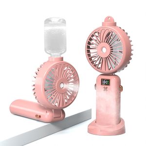 USB Charging Digital Display Mini Folding Fans Portable & Wearable Desktop Cooling & Small Water Misting Fan
