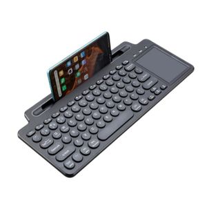 Black Nano Receiver 2AAA Batteries Bluetooth Keyboard with Phone Holder Wireless Keyboard with Touchpad for IOS/Android