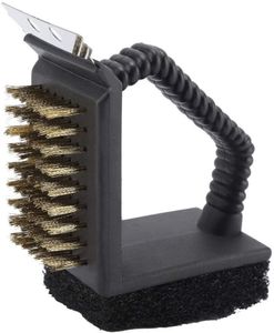 BBQ Cleaning Brush Nylon Scouring Pad and Scraper Grill Brush BBQ Accessories Tool for Outdoor Kitchen and Home Cleaning Brush