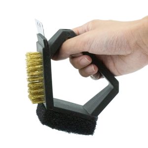 BBQ Cleaning Brush Nylon Scouring Pad and Scraper Grill Brush BBQ Accessories Tool for Outdoor Kitchen and Home Cleaning Brush