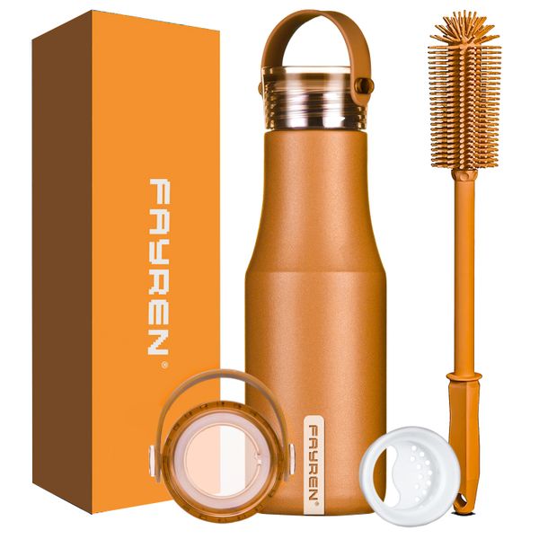 New Arrival Promotion Customized Double Wall Stainless Steel Water Bottle with Water Bottle with Transparent Lid and Brush