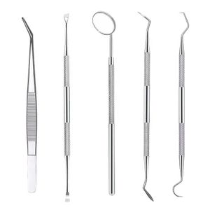 CE Certified Dental Equipments Mouth Mirror Kit of 5 Pieces Manual Power Source Stainless Steel Oral Cavity Kit