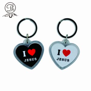I Love Jesus logo Heart Shaped Photo Beautiful Key Chain Design Customized Pendant Key Ring