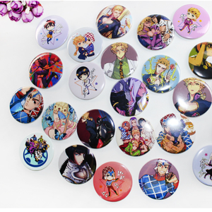 JOJO Anime Button Badge Japanese Cartoon Tin Badge Jojo Lapel Pin Safety Megnet Tinplate Pins