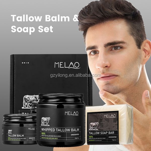OEM Natural Men Skin Care Set HALAL Grass Fed Tallow Honey Balm for Men & Women Holiday Gift Skin Care Sets Tallow Skin Care Set