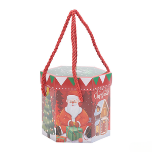 Christmas Packaging Box Hexagonal Eve Safe Fruit Portable Rope Biscuits Nougat Gift Decorative