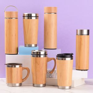 Water Double Wall Custom Outdoor Classic Travel Insulated Bamboo Ice Portable Stainless Steel Bamboo Cups