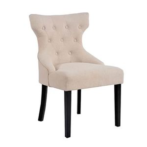 Factory Price Comfortable Upholstered Tufted Wooden Legs Wingback Indoor Dining Chairs for Restaurant