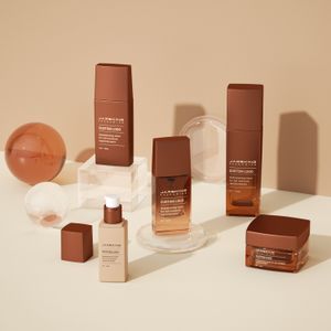 Brown Custom Unique Square Beauty Bottle Clear Frosted Empty Glass Skin Care Packaging Bottles Set