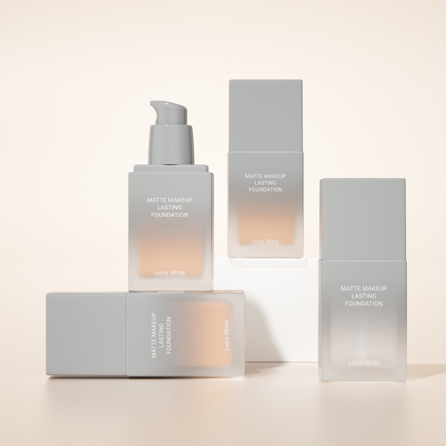 Wholesale 30ml 1oz Custom Empty Flat square Glass Liquid Makeup Packaging Frosted Luxury Foundation Pump Glass Bottle