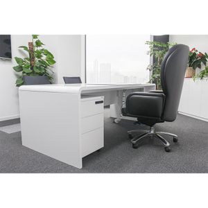 Modern Solid Wooden Office Desk Durable Veneer Finish and Dampproof Design for Boss Manager Front Desk