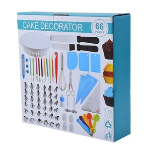Factory Supply 66-Piece Set of Stainless Steel Piping Nozzle Cream Cake Decoration Baking Suit Baking Tools Cake Turntable Set