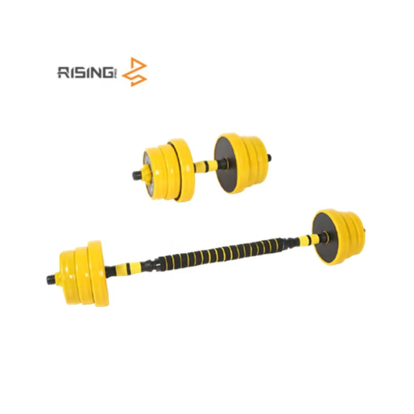 Rising Fitness Free Weights Adjustable Dumbbell Barbell Weight Pair, Free Weights Dumbbells 2-in-1 Set 22LB/33LB/44LB/66LB