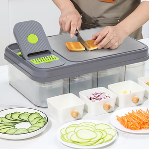 Multifunctional Manual Kitchen Accessory Set Onion & Fruit Chopper Food & Vegetable Slicer Cutter with Cutting Board