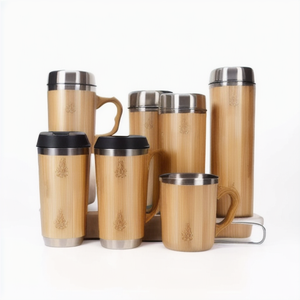 Factory Customized Supply Modern Stainless Steel Bamboo Shell Vacuum Thermos Cup Portable Car Coffee Office Handle for Business