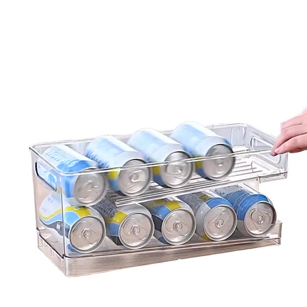 Kitchen Stackable 2 Layer Refrigerator Organizer Soda Can Dispenser Storage Box Bins Without Lid for Fridge