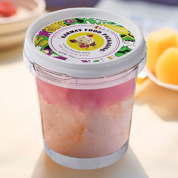 Plastic 140ml European Style clear cup with cover  for yougurt milk tea milk shake high transmittance mousse cake cup espuma cup