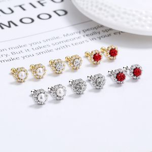 Fine Jewelry Earrings Women 925 Sterling Silver Summer Flower Thread Earrings Pear Zircon 18k Gold Plated Stud Earrings