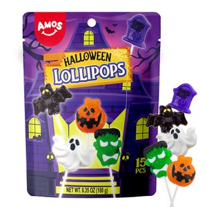 Amos Halloween Candy Monster Variety Fruit Flavor Lollipop