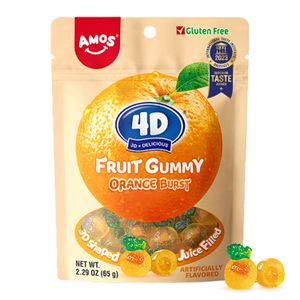 Amos Sweets Gummy Candies Manufacturers Wholesale Candy Fruit Orange Filling Gummy Candy