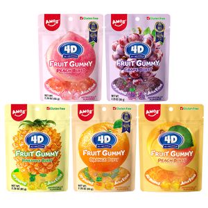 Amos High Quality Original 4D Fruit Gummy Center Filled Real Juice 3D Soft Gummy Candy
