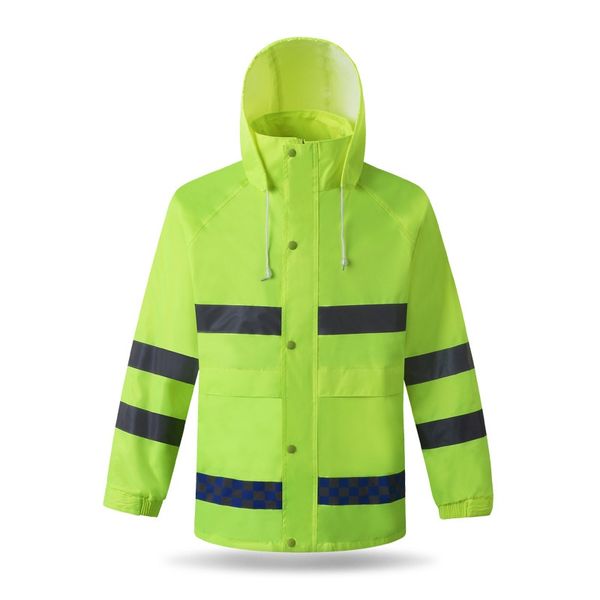 Double-Layer Thickened Traffic Duty Waterproof Reflective Raincoat and Pants Cold-Proof Rain Suit for Safety Clothing