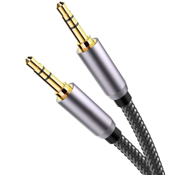 OEM Print Logo 3.5mm Stereo 3-Pole Male to Male Nylon-braided Audio Cable for Car Stereo Home Audio