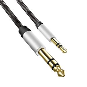 Alloy Housing and Nylon Braid 6.35mm 1/4" to 3.5mm 1/8" Male TRS Stereo Audio Cable for Smartphone PC Home Theater Amplifier