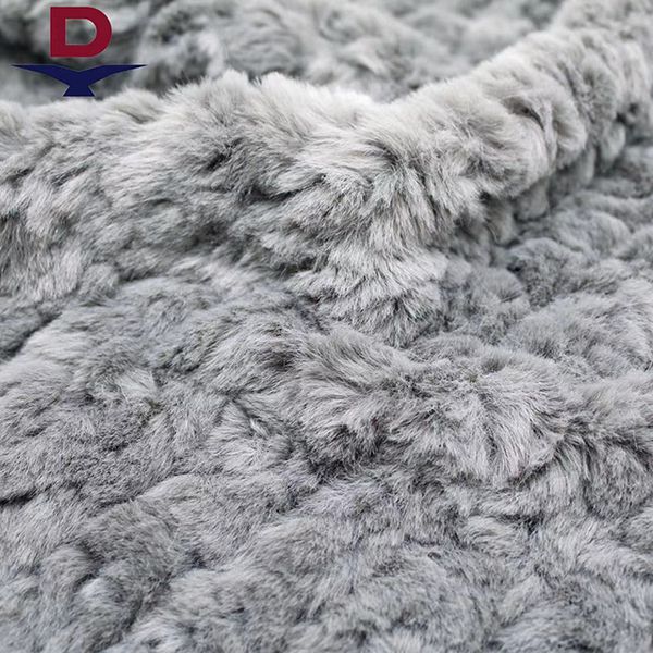 100% Polyester Jacquard Fur Long Pile Plush Knitted Backing Man-Made Embossed Pattern Fabric for Toys Garments Auto Upholstery