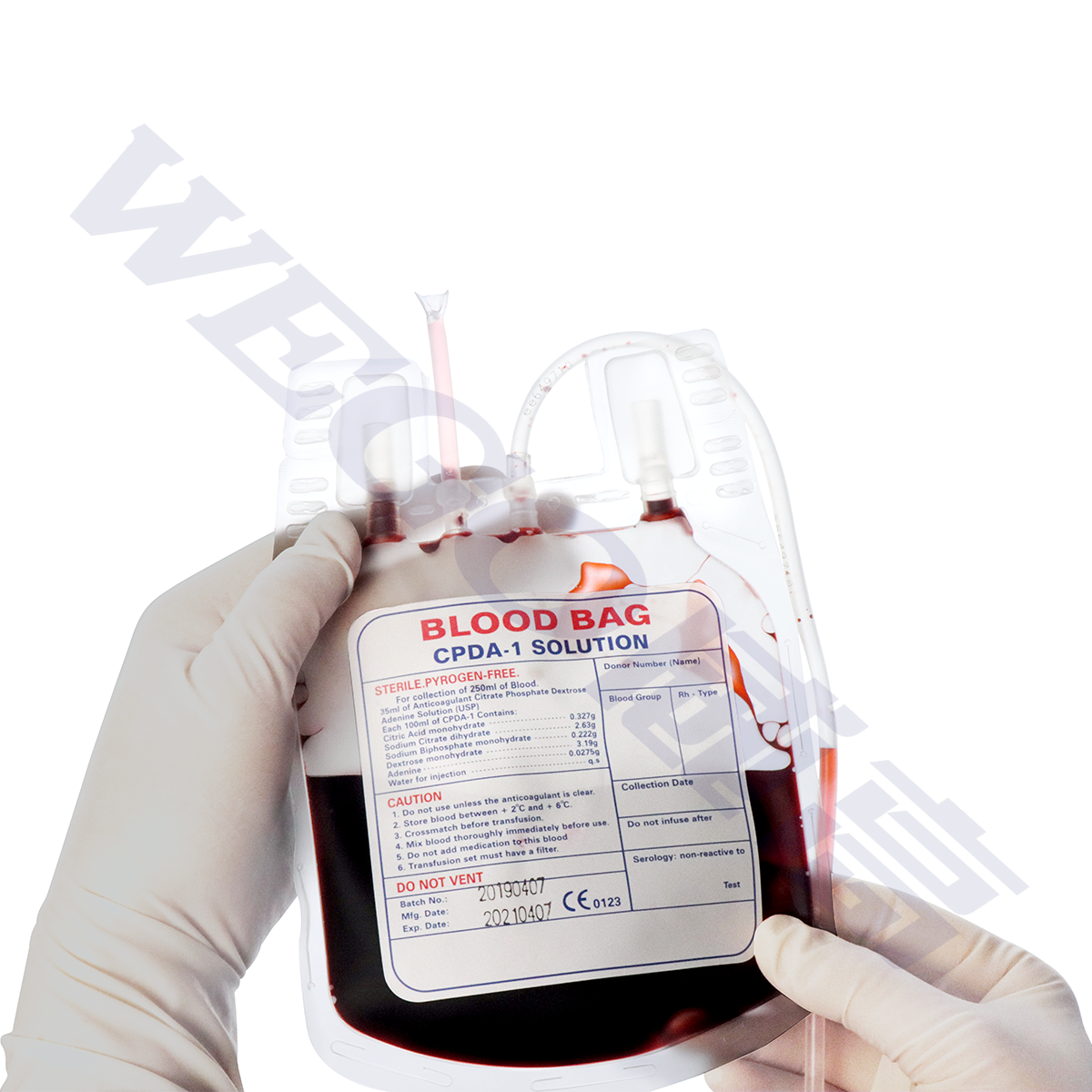 Veterinary Instrument-Medical Empty Blood Collection Bag with Anticoagulation CPDA-1 for Dog Blood Transfer
