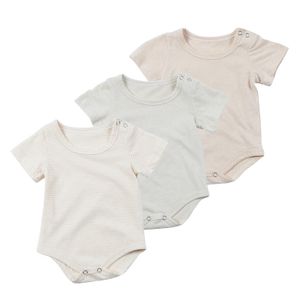 Guangzhou Wholesale Kids Clothes 100% Cotton  Short Sleeve Baby Clothes Plain  Infant Baby Clothing Baby Romper