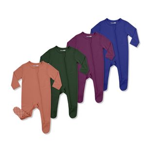 Unisex Infant Bamboo Solid Footed Romper One-Stop Customization Service Zipper Closure Neutral Baby Clothes