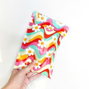 Custom logo Plastic Courier Poly Mailing Bag Flower Printed Delivery Shipping Bag for Clothes