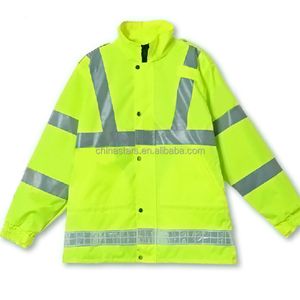 High Visibility Custom logo Waterproof Outdoor Warning Polyrester Pvc Reflective Safety Raincoats