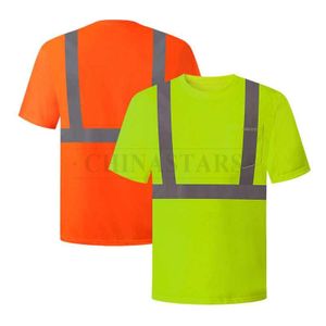 Wholesale Custom Hi Vis Shirts Class 2 Polyester Jersey Fabric Reflective Short Sleeve Shirt Workwear Safety Vest with Pocket
